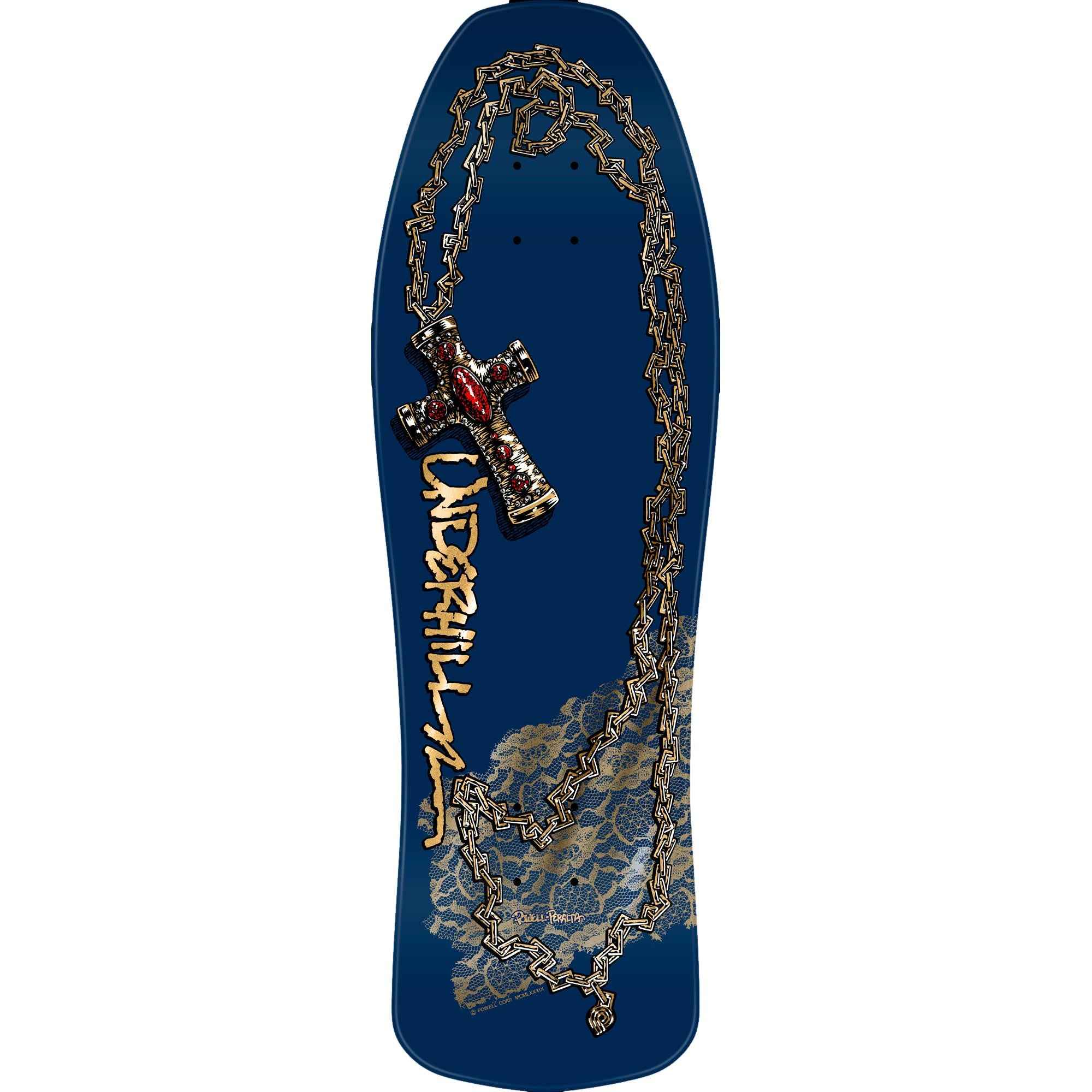 Powell Peralta Ray Underhill Cross Reissue Skateboard Deck Navy / Gold Foil - 9.9 x 31.5