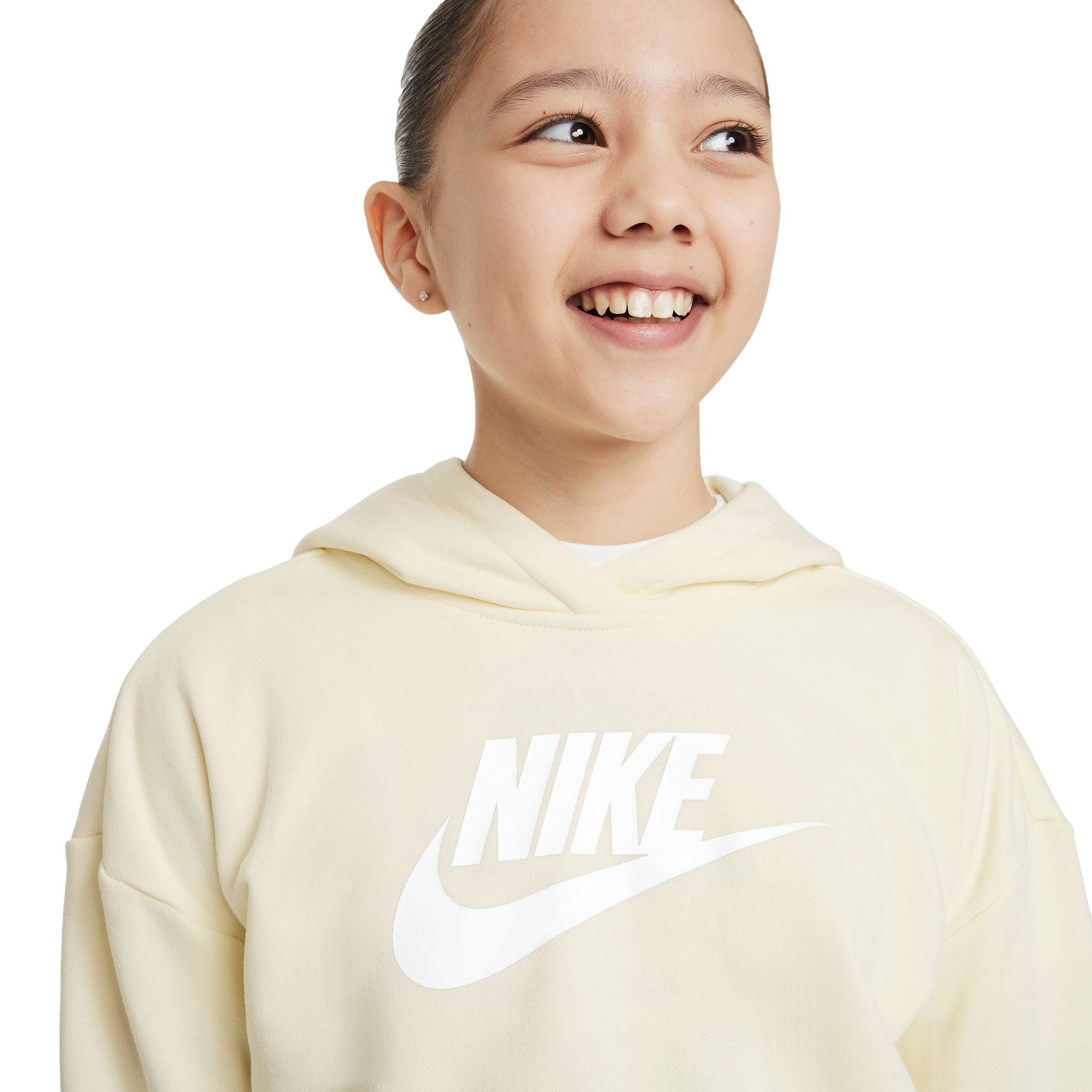 Nike Club French Terry Youth Crop Hoody Coconut Milk