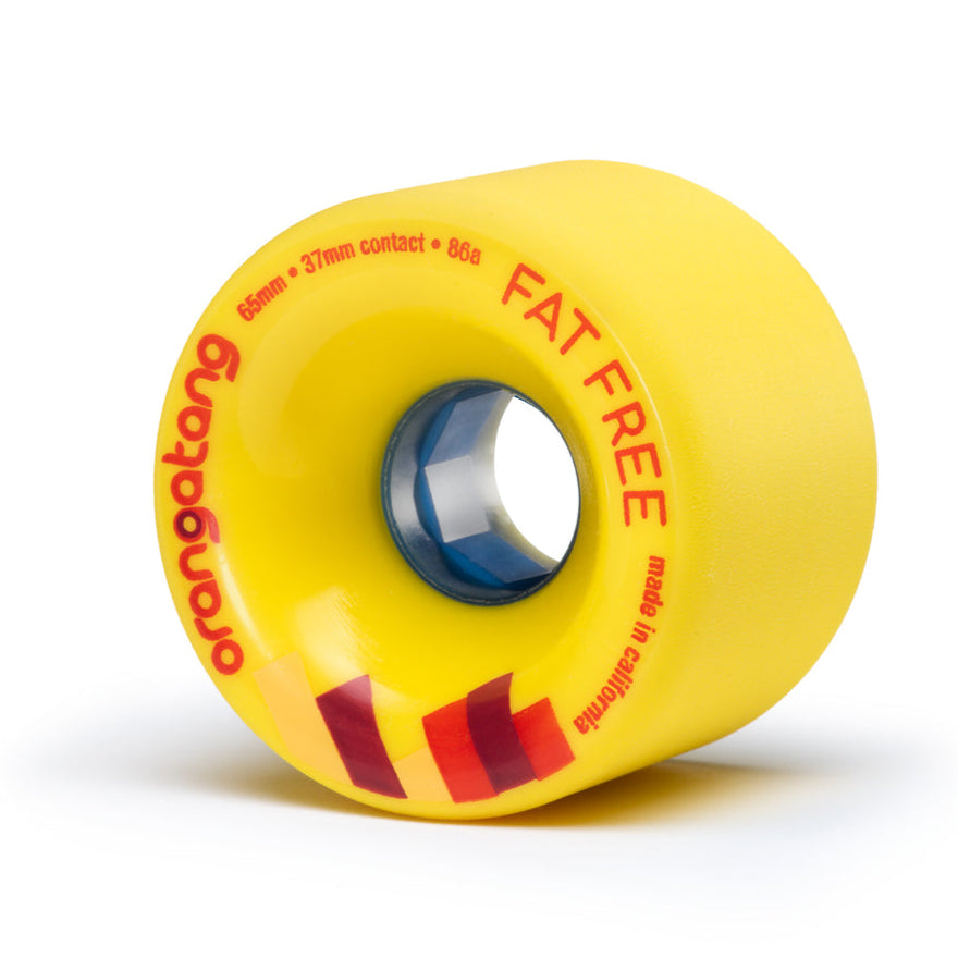 Orangatang Fat Free Yellow 65mm / 86a Longboard Wheels - 4 Wheels