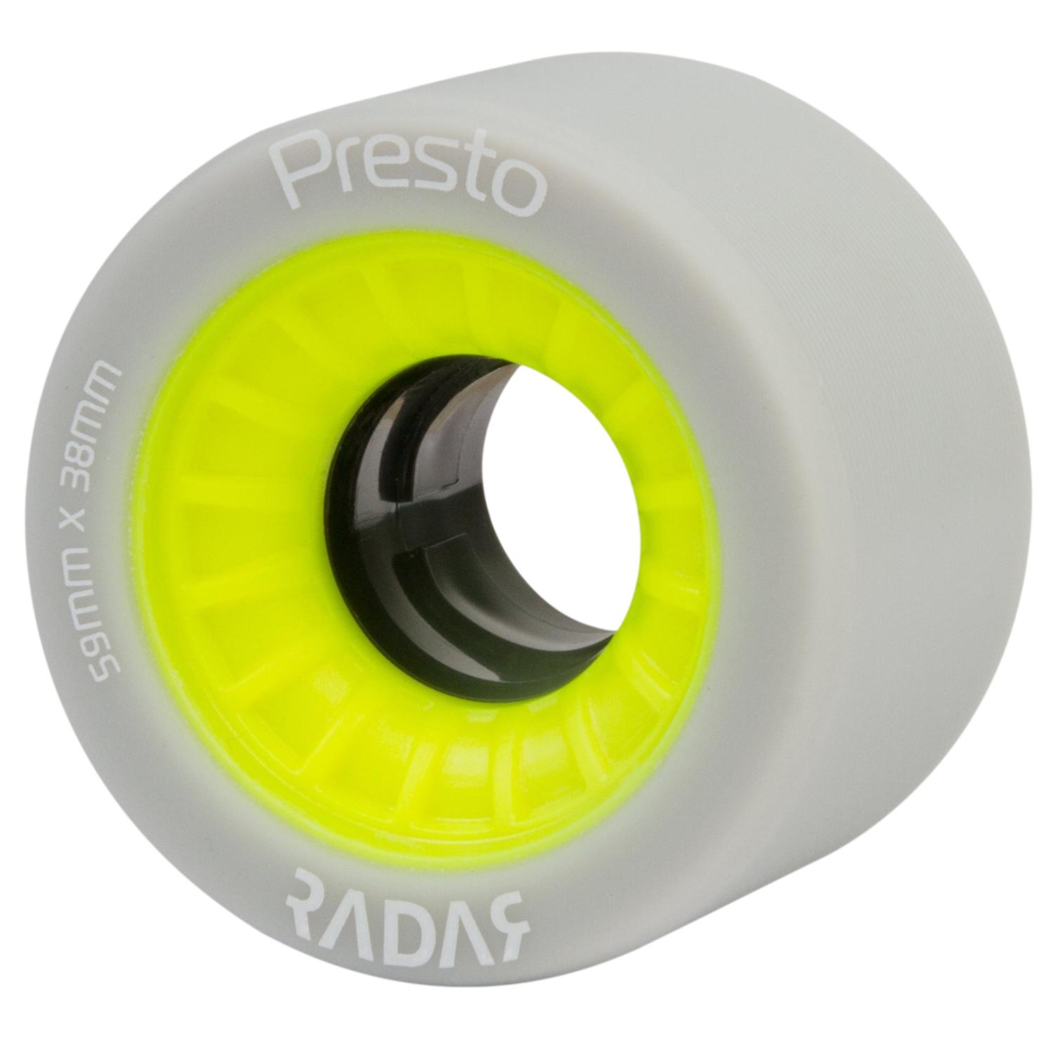 Radar Presto Wheels 59mm Narrow w Black Hub 4 Pack - Da Klinic Online | Skate Specialists