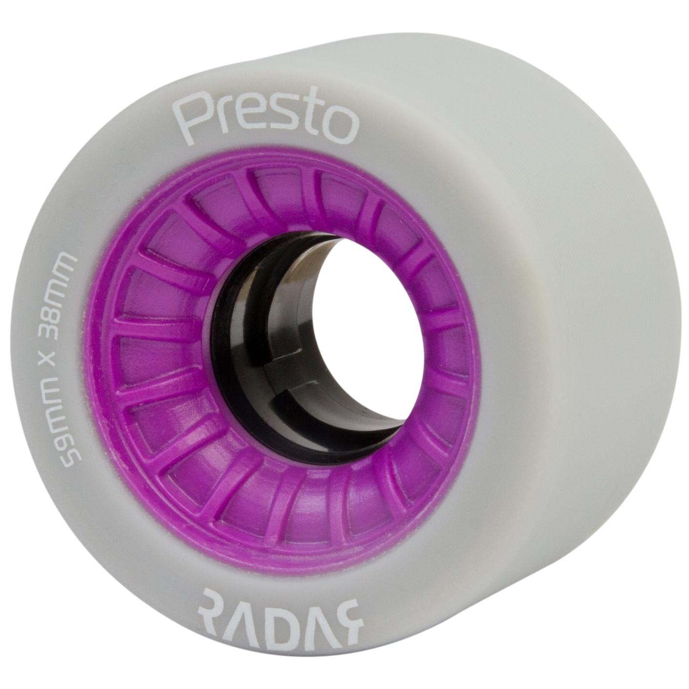Radar Presto Wheels 59mm Narrow w Black Hub 4 Pack - Da Klinic Online | Skate Specialists