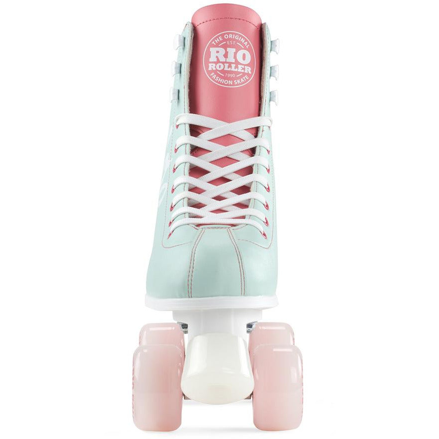 Rio Roller Script Roller Skates Teal and Coral
