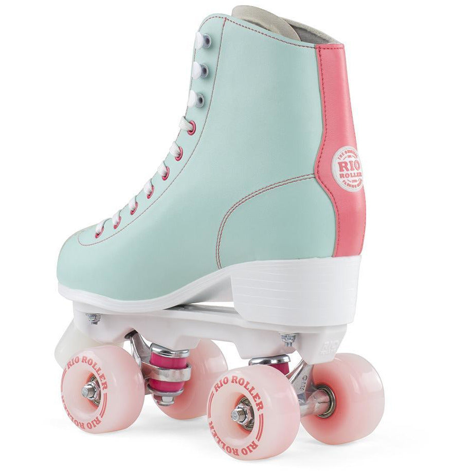 Rio Roller Script Roller Skates Teal and Coral