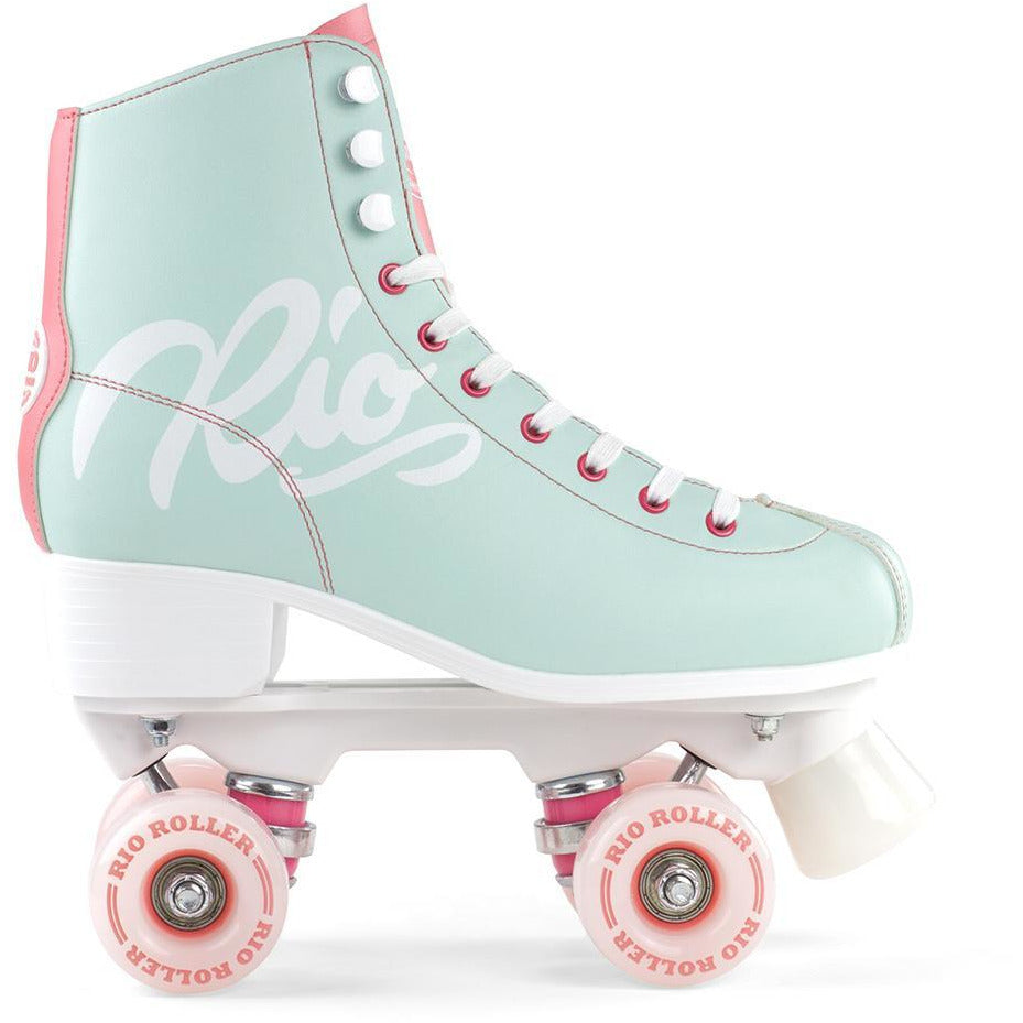 Rio Roller Script Roller Skates Teal and Coral