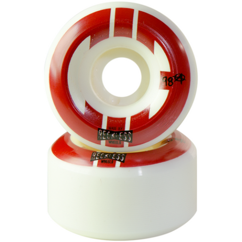 Reckless CIB Street 55mm 98a Rollerskate Wheels White Red 4 Pack