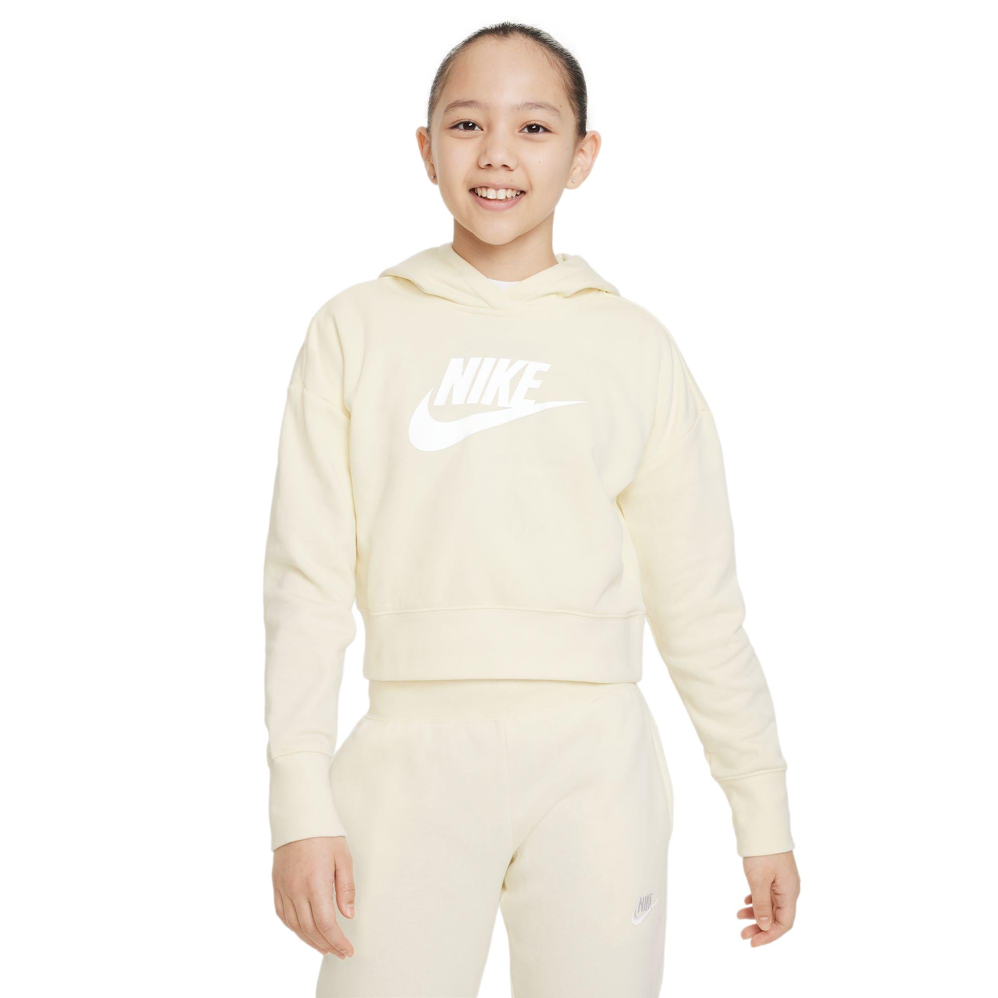 Nike Club French Terry Youth Crop Hoody Coconut Milk