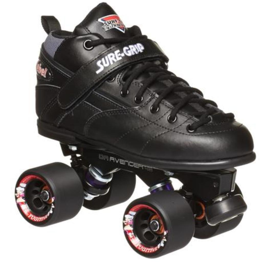 Suregrip Rebel Roller Skates Black w Avenger Magnesium Plate - Da Klinic Online | Skate Specialists