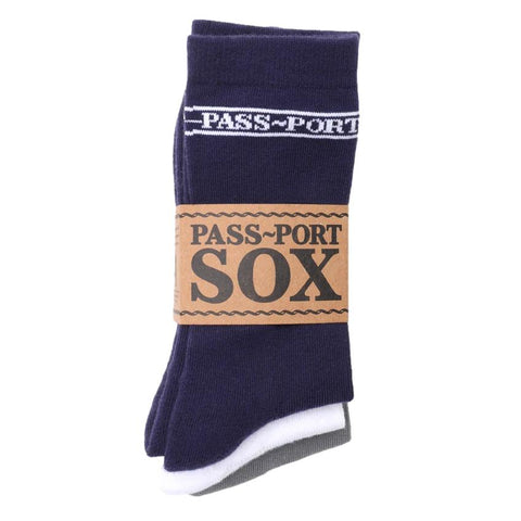 Pass-Port Sox 3 Pack Sock Navy / White / Grey