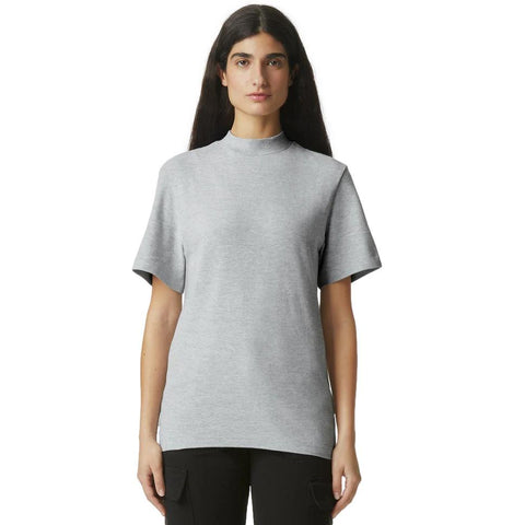 American Apparel Pique Unisex Mockneck T-Shirt Heather Grey