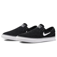 Nike SB Janoski+ Slip On Skate Shoe Black / White