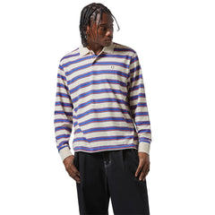 Brixton Stripe Longsleeve Polo Knit Blue / Flame