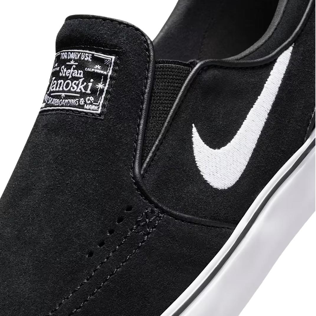 Nike SB Janoski+ Slip On Skate Shoe Black / White
