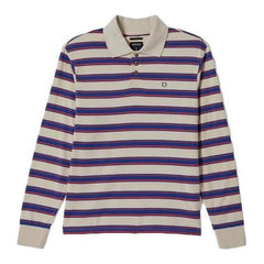 Brixton Stripe Longsleeve Polo Knit Blue / Flame