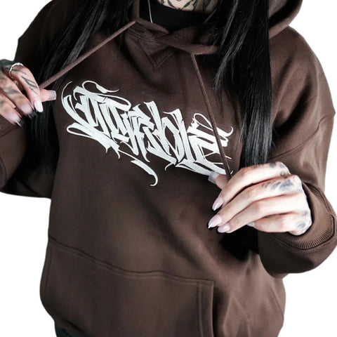 Gamble Clothing Calligraphy Hood Brown