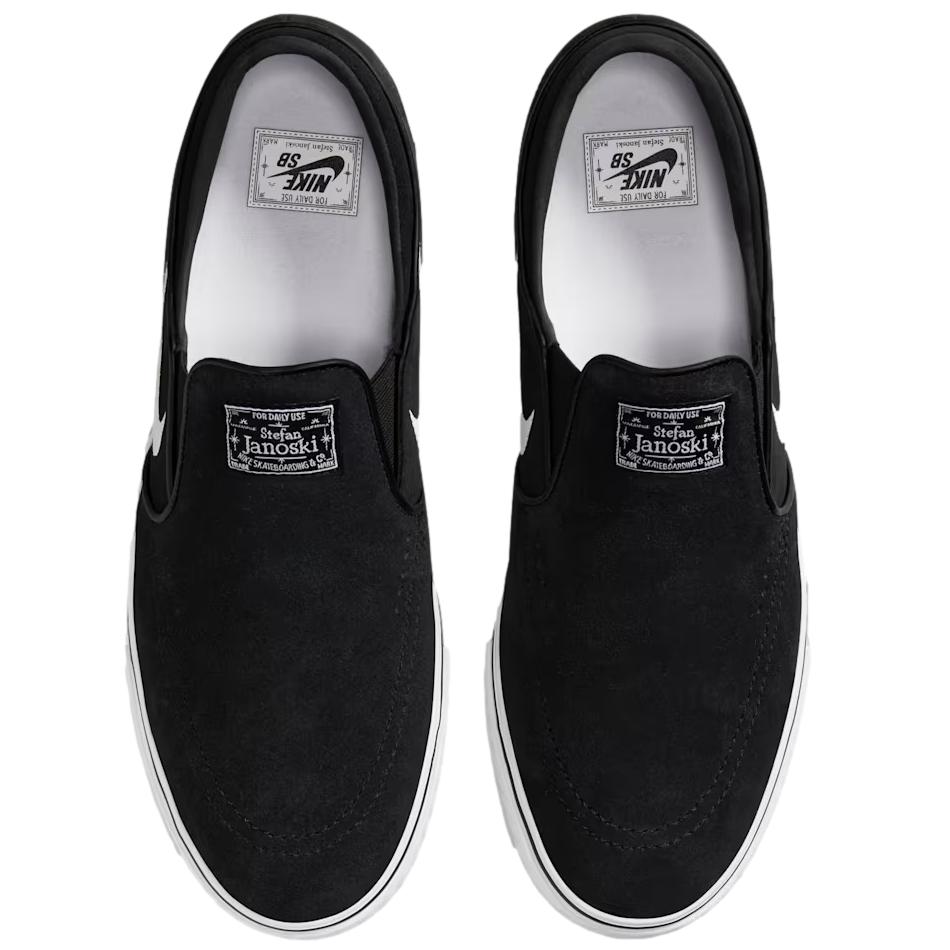 Nike SB Janoski+ Slip On Skate Shoe Black / White