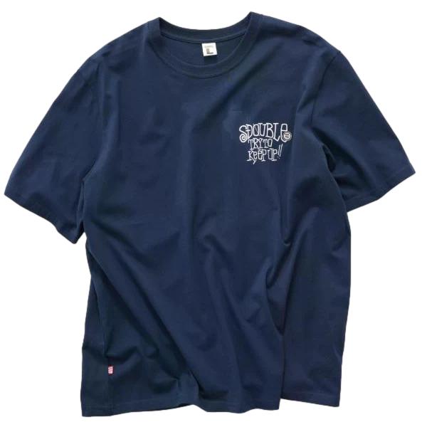 S Double Try To Keep Up T-Shirt Overdye Navy