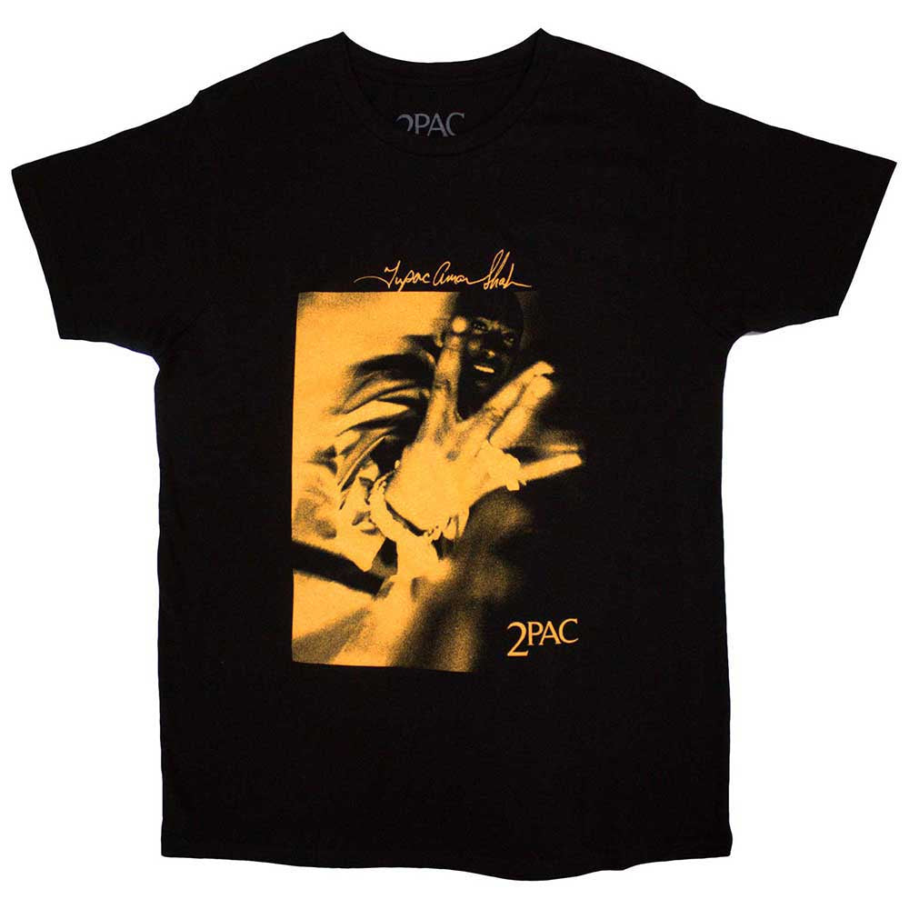 Tupac Fingers Orange Tone T-Shirt Black