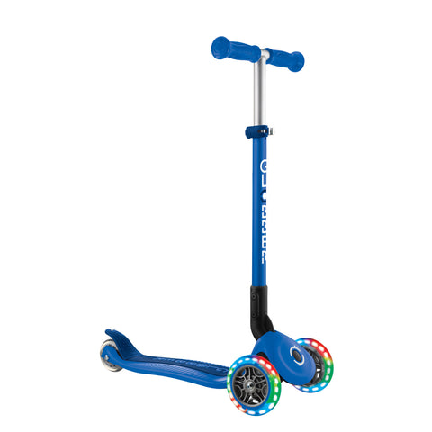 Globber Primo Foldable Lights Scooter - Navy Blue/Dark Navy Blue