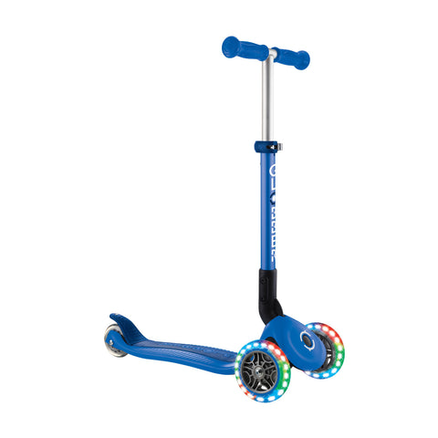 Globber Junior Foldable Lights Scooter - Navy Blue