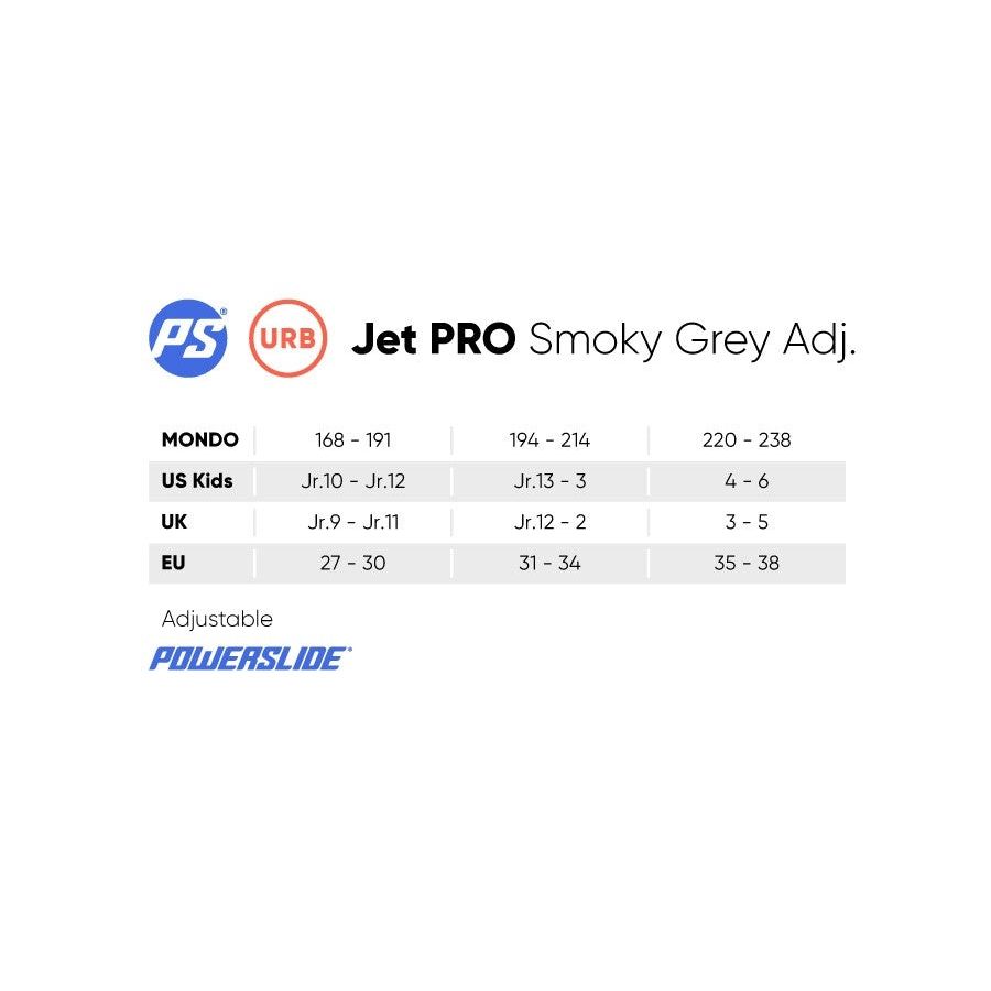 PS Jet Pro PDS Smoky Grey Adjustable Inline Skates