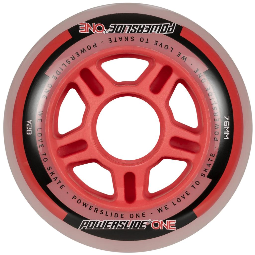 Powerslide ONE 76mm 82a Inline Skate Wheels Red 4 Pack