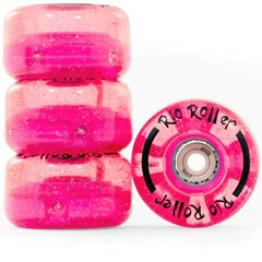 Rio Roller Light up Rollerskate Wheels Pink (Multi Colour light show) 4 pack