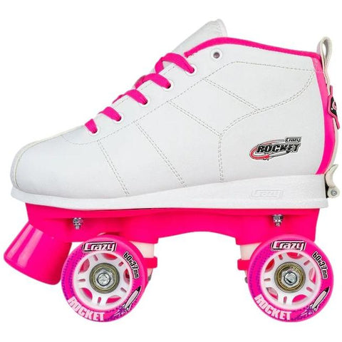 Crazy Skates Size Adjustable Rocket Rollerskates White/Pink