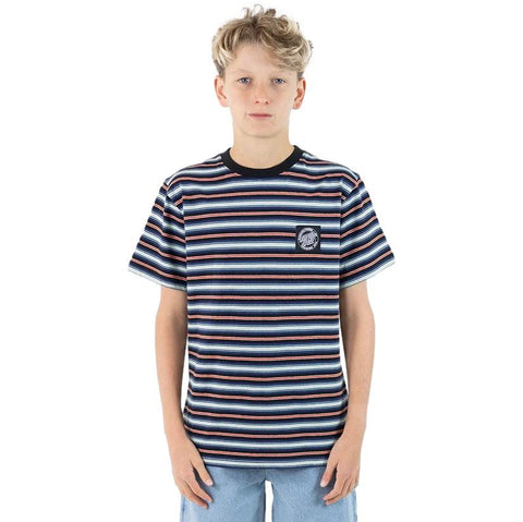 Santa Cruz Youth MFG Dot Patch Stripe T-Shirt Blue / Red