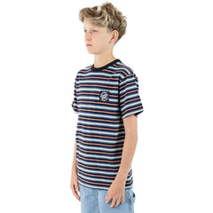 Santa Cruz Youth MFG Dot Patch Stripe T-Shirt Blue / Red