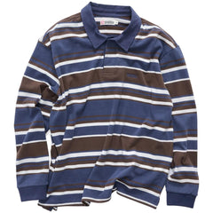S-Double Peach Stripe Rugby Navy