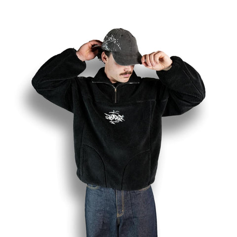 Gamble Sherpa Quarter Zip Jacket Black