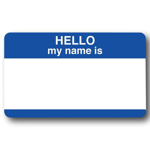 Hello My Name Is 50 Pack High Tack Stickers Blue