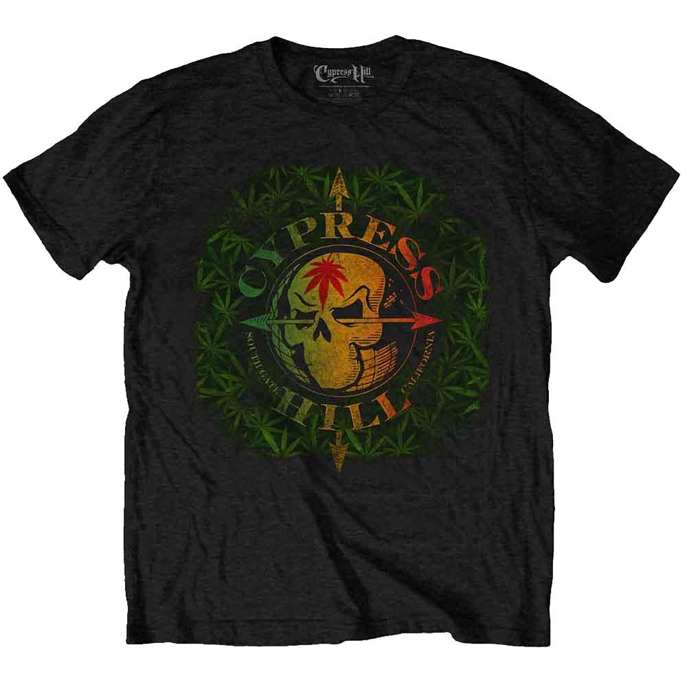 Cypress Hill South Gate Logo & Leaves T-Shirt Black