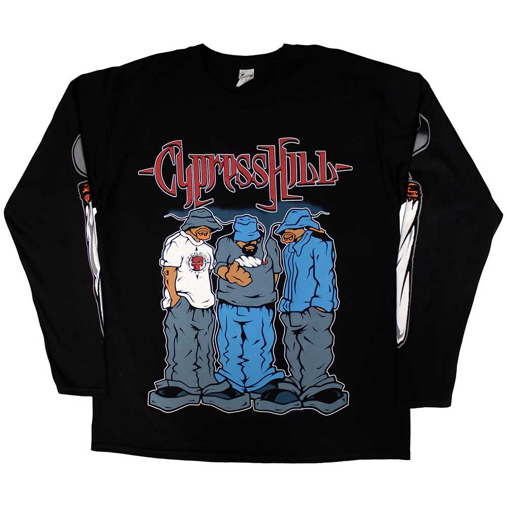 Cypress Hill Unisex Long Sleeve T-Shirt Blunted (Sleeve Print) Black