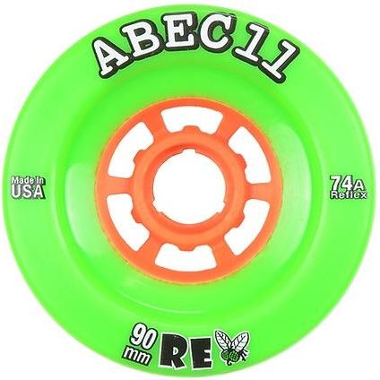 ABEC 11 Wheels Refly 90mm 74a Lime/ Orange Skateboard Wheels 4 Pack