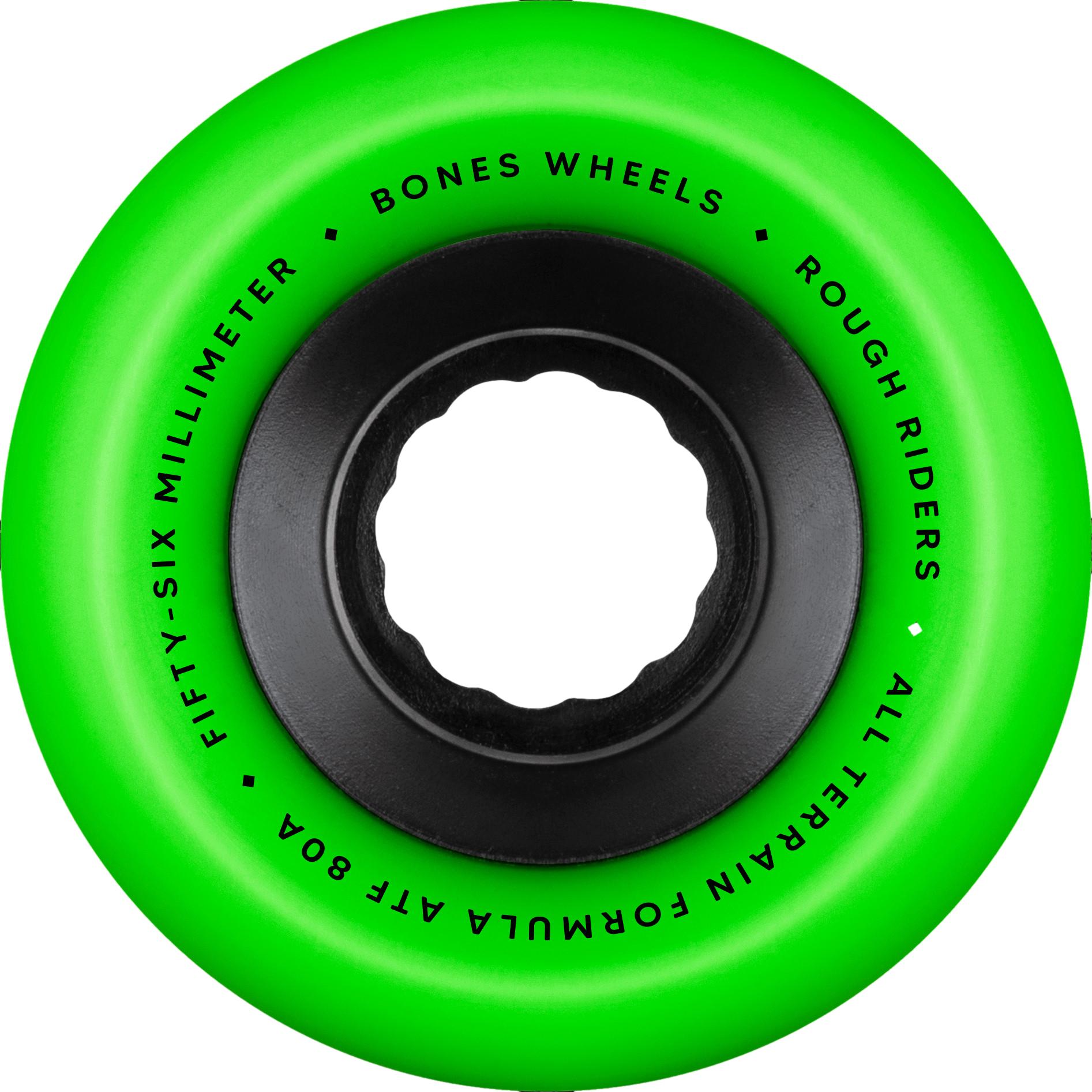 Bones Rough Riders Skulls Skateboard Wheels 56mm x 80A ATF Green