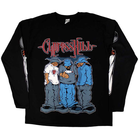 Cypress Hill Unisex Long Sleeve T-Shirt Blunted (Sleeve Print) Black