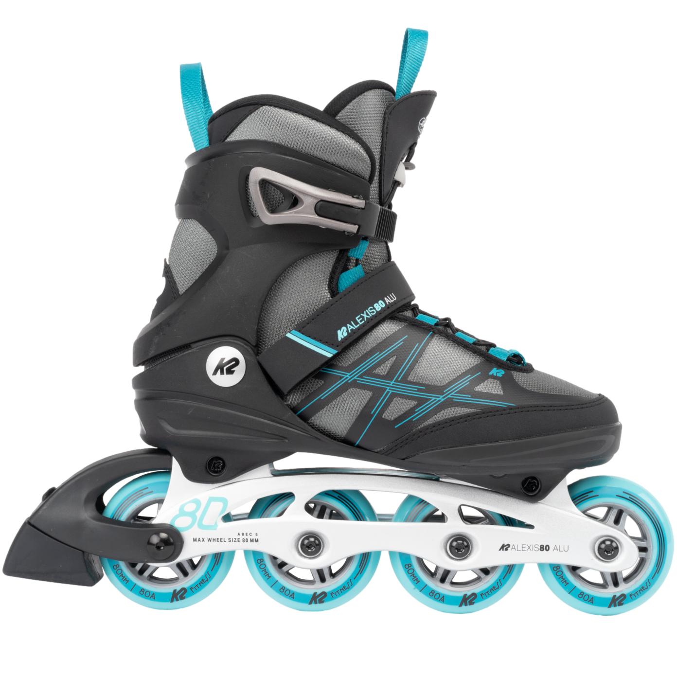 K2 Alexis 80 ALU Women's Inline Skates Grey/Cyan