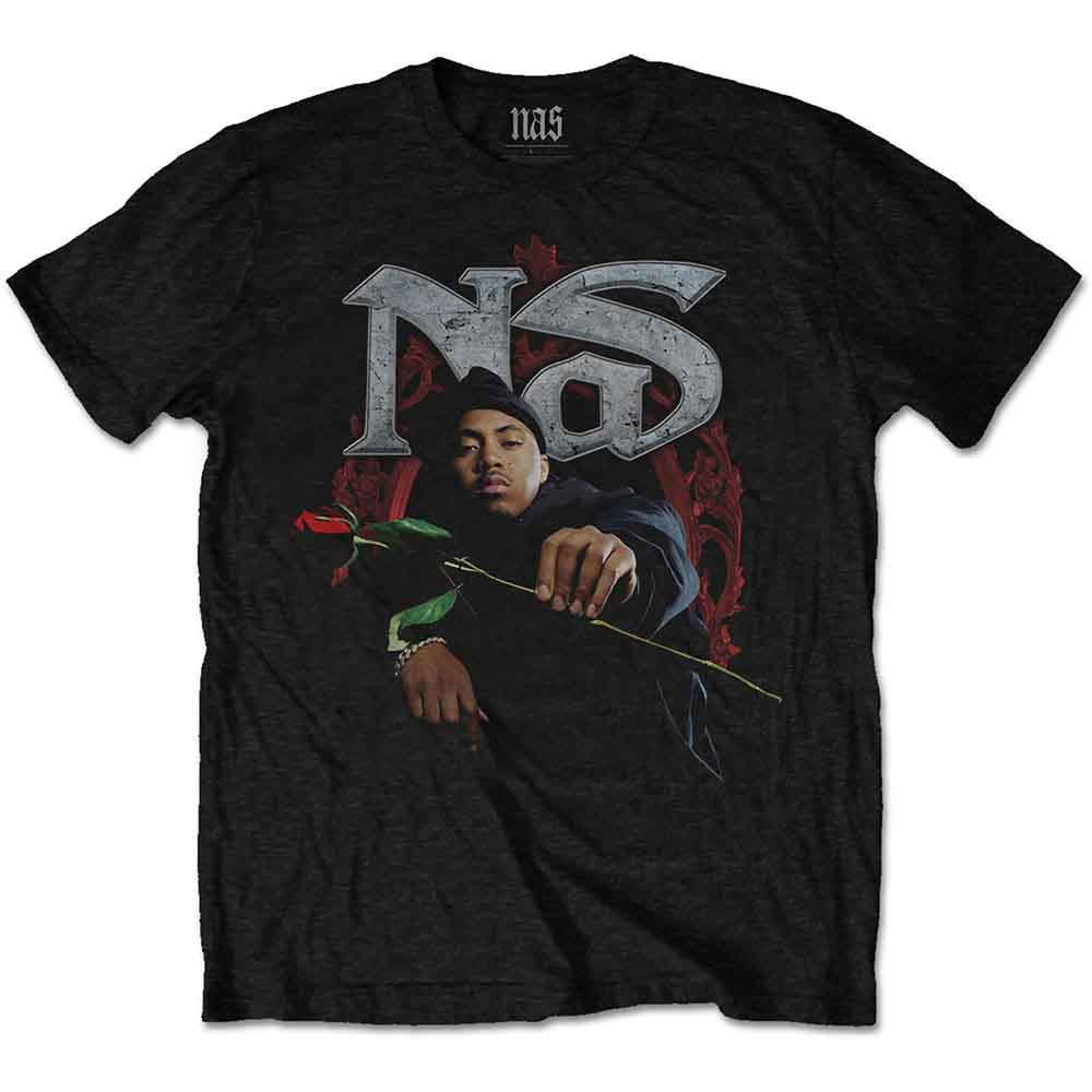 Nas Unisex T-Shirt "Red Rose" Black