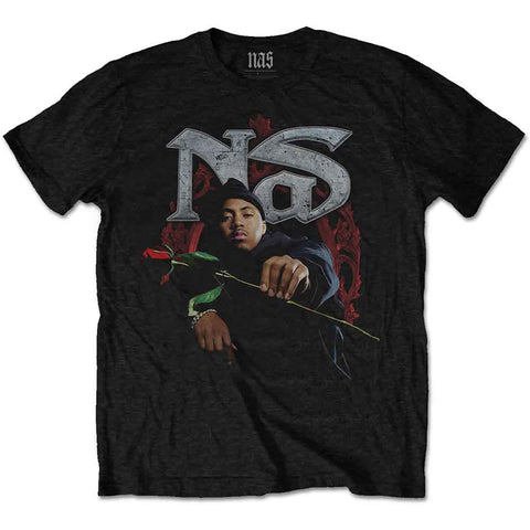 Nas Unisex T-Shirt "Red Rose" Black