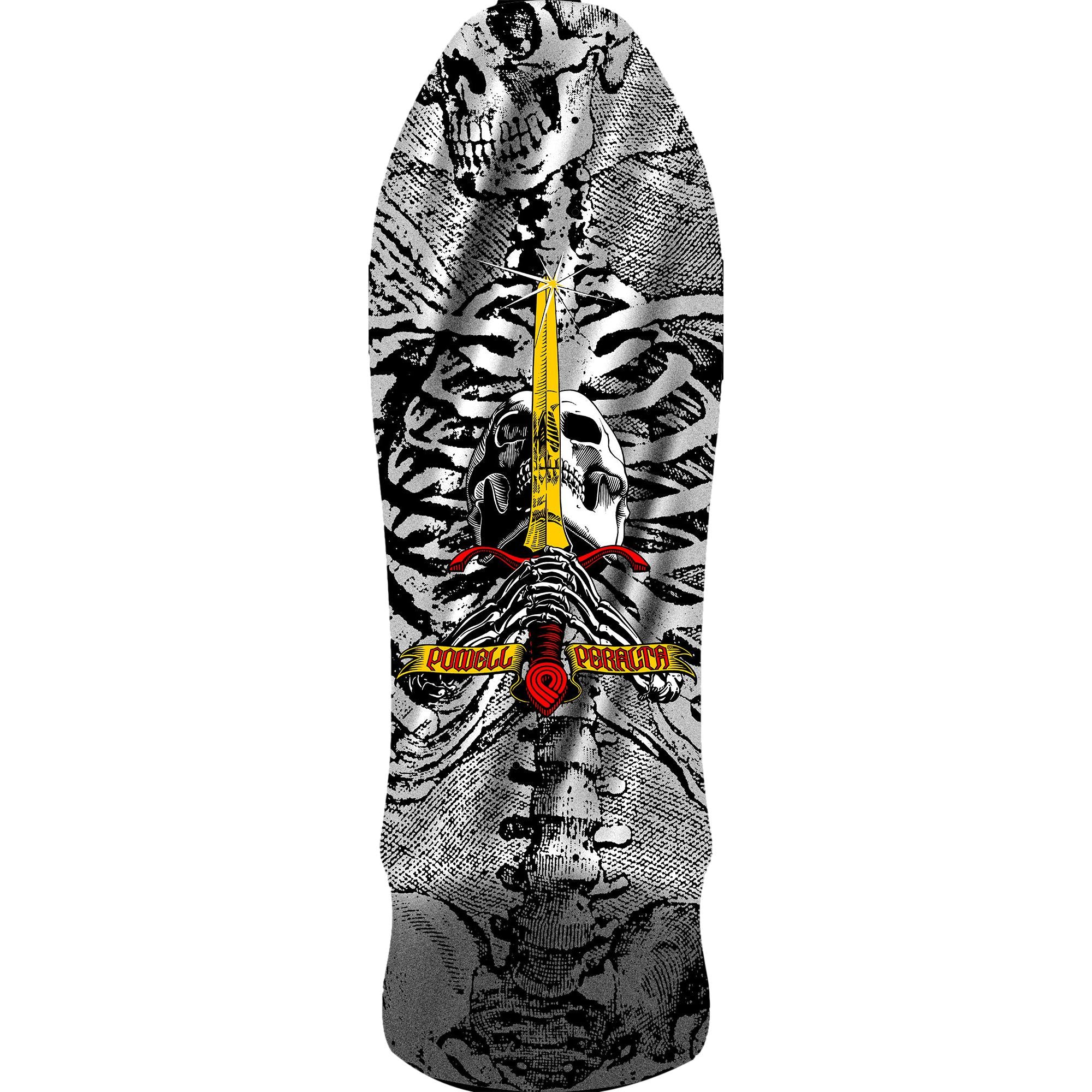 Powell Peralta Geegah Skull Sword Skateboard Deck - Silver Foil Reissue - 9.75 x 30