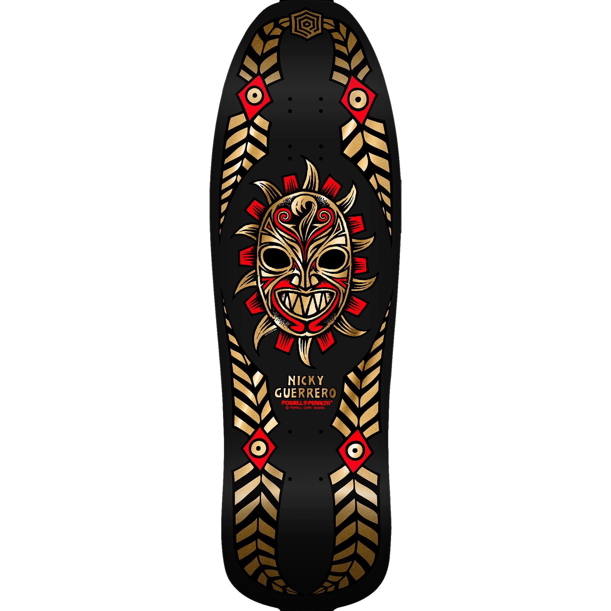 Powell Peralta Nicky Guerrero Skateboard Deck Mask Black / Gold Foil - 10 x 31.75