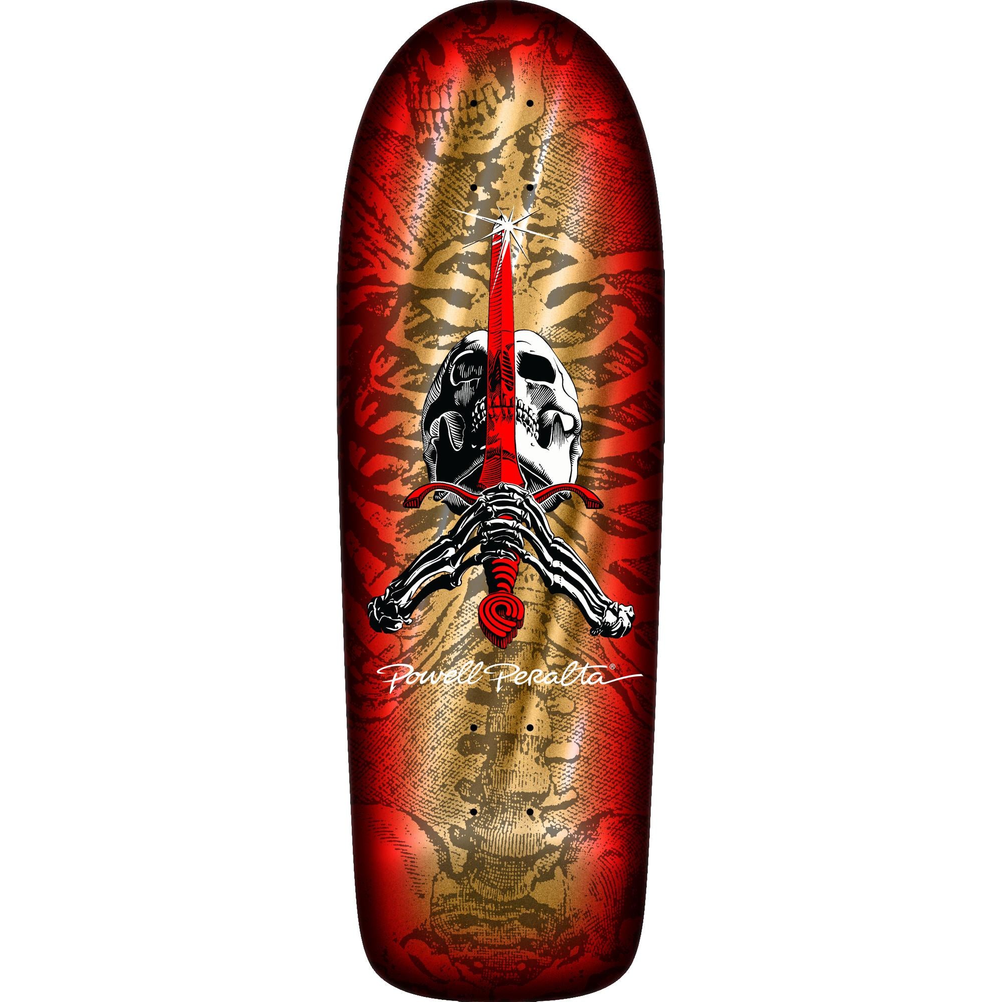 Powell Peralta OG Skull Sword Skateboard Deck Gold Foil - 10 x 30 Reissue