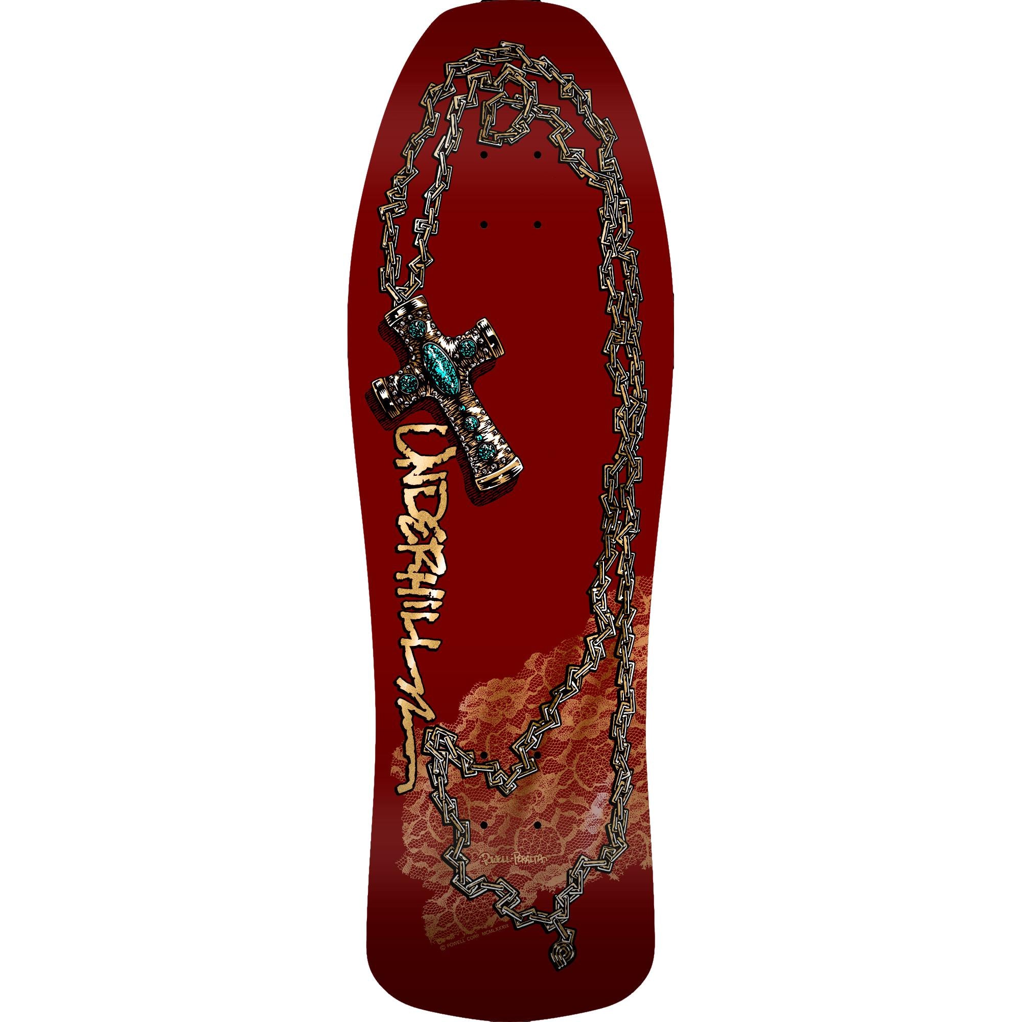 Powell Peralta Ray Underhill Cross Reissue Skateboard Deck Burgundy/Gold Foil - 9.9 x 31.5