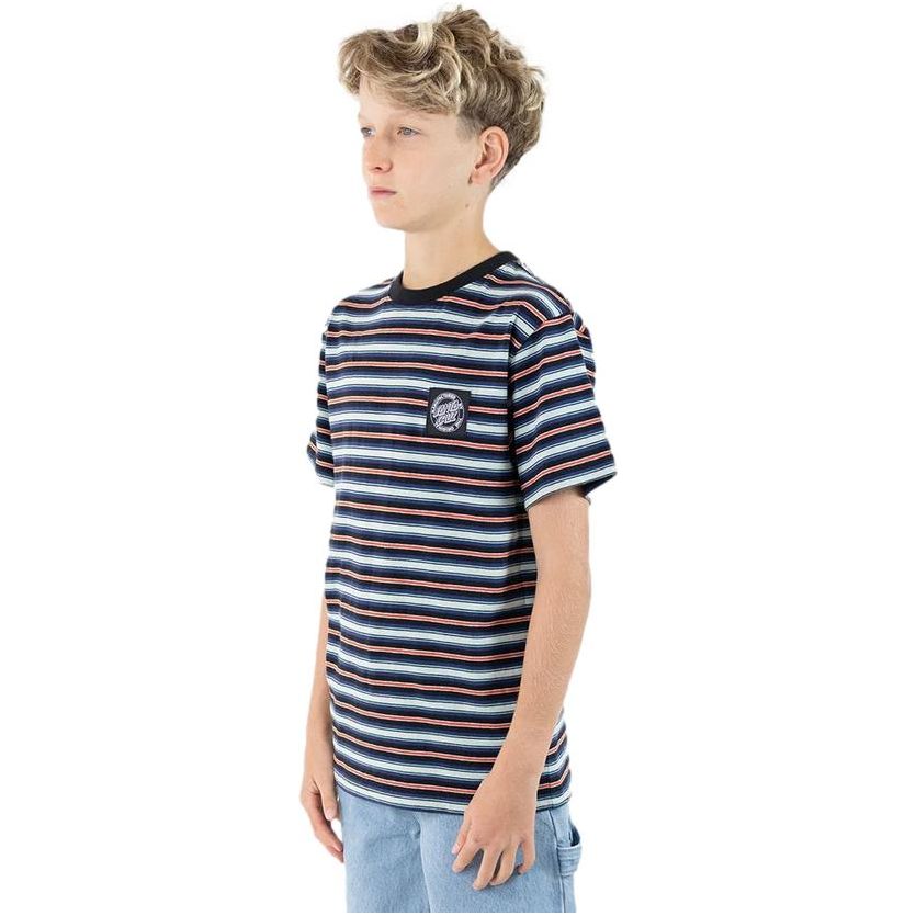 Santa Cruz Youth MFG Dot Patch Stripe T-Shirt Blue / Red
