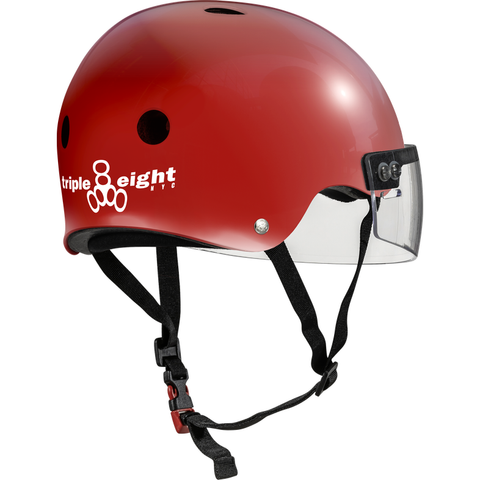 Triple 8 THE VISOR Certified Helmet SS Scarlet Red Gloss