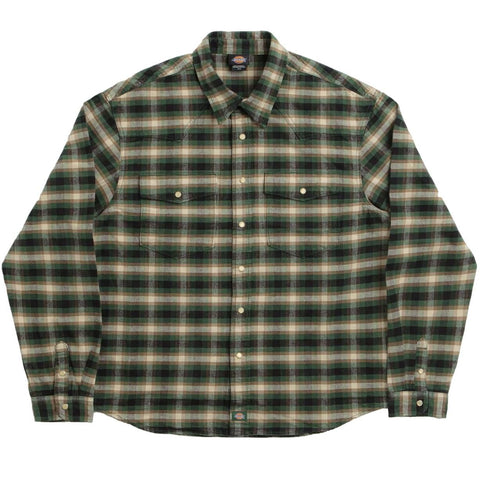Dickies Flannel Button Up Shirt Pine Needle Green