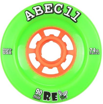 ABEC 11 Wheels Refly 90mm 74a Lime/ Orange Skateboard Wheels 4 Pack
