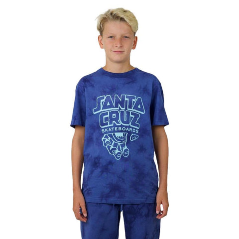 Santa Cruz Inherit Stacked Strip Front Youth T-Shirt Dark Blue Tie Dye