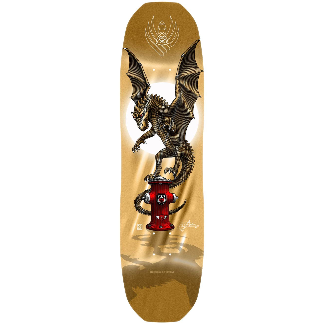 Powell Peralta Pro Andy Anderson Hydrant FLIGHT® Skateboard Deck Gold Foil - Shape 311 - 8.4 x 32